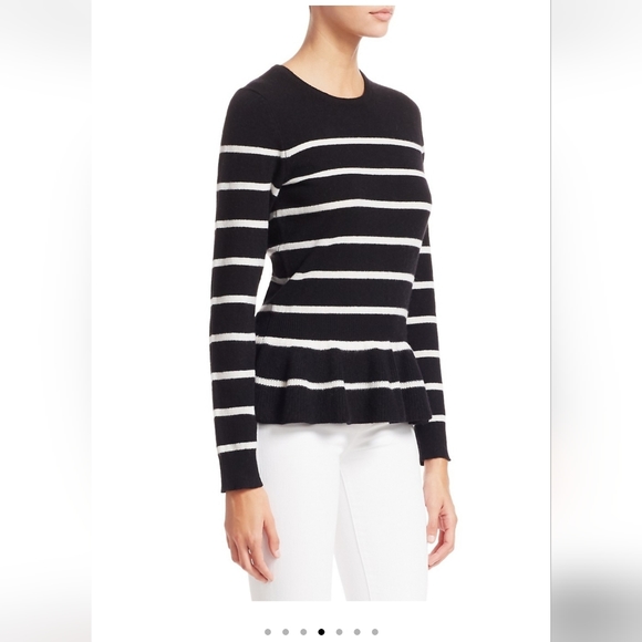 Saks Fifth Avenue Collection Striped Cashmere Peplum Sweater - Picture 4 of 12